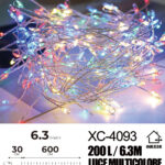 Catena luminosa da 200 microLEDREFLEX luce multicolor 6,3 metri alimentazione a pile ip44 per uso interno esterno con 8 giochi luce
