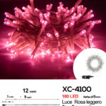 Catena luminosa professionale 180 LED luce rosa da 12 metri ip44 per uso interno esterno con 8 giochi luce