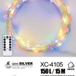 Catena luminosa con telecomando da 150 microLED luce multicolor 15 metri alimentazione a pile ip44 per uso interno esterno con 8 giochi luce