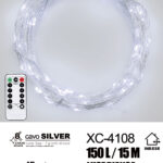 Catena luminosa con telecomando da 150 microLED luce bianca 15 metri alimentazione a pile ip44 per uso interno esterno con 8 giochi luce