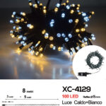 Catena luminosa 100 LED luce calda+fredda da 8 metri con 8 giochi di luce ip44 per uso interno esterno