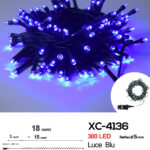 Catena luminosa 300 LED luce blu da 18 metri con 8 giochi di luce ip44 per uso interno esterno