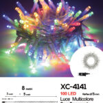 Catena luminosa professionale 100 LED luce multicolor da 8 metri ip44 per uso interno esterno con 8 giochi luce