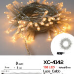 Catena luminosa professionale 100 LED luce calda da 8 metri ip44 per uso interno esterno con 8 giochi luce