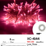 Catena luminosa professionale 100 LED luce rosa da 8 metri ip44 per uso interno esterno con 8 giochi luce