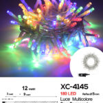 Catena luminosa professionale 180 LED luce multicolor da 12 metri ip44 per uso interno esterno con 8 giochi luce