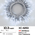 Catena luminosa da 10,3 metri 100 LED REFLEX luce bianca con luce fissa+7 giochi alimentazione a batterie (non incluse) per uso interno/esterno funzione timer on/off