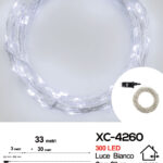 Catena luminosa 300 micro LED luce fredda da 33 metri con 8 giochi luce per uso interno/esterno e funzione timer on/off