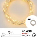 Catena luminosa 300 micro LED luce calda da 33 metri con 8 giochi luce per uso interno/esterno e funzione timer on/off