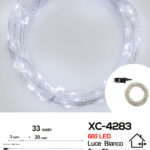 Catena micro LED luminosa natalizia da 33 metri da 600 LED luce fredda con 8 giochi luce per uso interno/esterno
