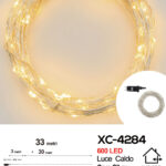 Catena micro LED luminosa natalizia da 33 metri da 600 LED luce calda con 8 giochi luce per uso interno/esterno
