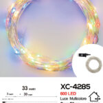 Catena micro LED luminosa natalizia da 33 metri da 600 LED luce multicolor con 8 giochi luce per uso interno/esterno