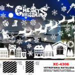Adesivi natalizi con sfondo Merry christmas e paesaggi in pvc per finestre e decorazioni dimensioni 50x70cm