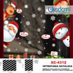 Adesivi natalizi con sfondo personaggi di Natale in pvc per finestre e decorazioni dimensioni 50x70cm
