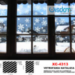 Adesivi natalizi con sfondo fiocchi natalizi in pvc per finestre e decorazioni dimensioni 50x70cm