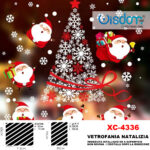 Adesivi natalizi con sfondo Babbi Natali in pvc per finestre e decorazioni dimensioni 50x70cm