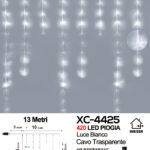 Tenda luminosa da 13 metri decorativa natalizia con 420 LED REFLEX luce fredda effetto pioggia adatto per uso interno/esterno IP44