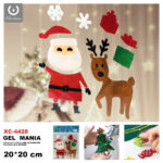 Adesivo Natalizo in gel a tema Babbo Natale con renna dimensione 20x20cm ideale da attaccare su finestre e vetrine