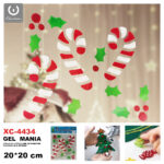 Adesivi Natalizi in gel a tema bastoncini di zucchero dimensione 20x20cm ideale da attaccare su finestre e vetrine