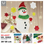 Adesivo Natalizo in gel a tema Pupazzo di neve dimensione 20x20cm ideale da attaccare su finestre e vetrine