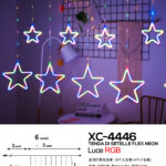 Tenda luminosa da 6 metri a forma di stelle natalizie con 8 LED luce RGB alimentazione a corrente per uso interno/esterno con 8 giochi luce