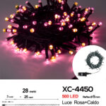 Catena luminosa 500 LED luce rosa+calda da 28 metri con 8 giochi di luce ip44 per uso interno esterno