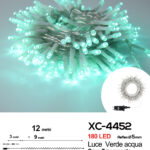 Catena luminosa professionale 180 LED luce verde acqua da 12 metri ip44 per uso interno esterno con 8 giochi luce