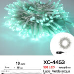 Catena luminosa professionale 300 LED luce verde acqua da 18 metri ip44 per uso interno esterno con 8 giochi luce