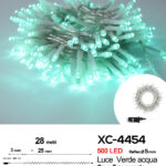 Catena luminosa professionale 500 LED luce verde acqua da 28 metri ip44 per uso interno esterno con 8 giochi luce