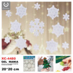 Adesivo Natalizo in gel a tema fiocchi di neve dimensione 20x20cm ideale da attaccare su finestre e vetrine