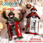 Addobbo decorativo Natalizio lanterna in ferro con Babbo Natale dimensioni 30x15,5cm