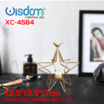 Addobbo decorativo porta candele Natalizio in ferro battuto a forma di stella 3D colore oro dimensioni 13,5x13,5x17cm