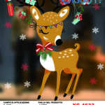 Adesivi natalizi con renna in pvc per finestre e decorazioni dimensioni 50x70cm