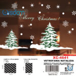 Adesivi natalizi con sfondo alberi innevati in pvc per finestre e decorazioni dimensioni 50x60cm