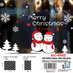 Adesivi natalizi con sfondo nero pupazzi di neve in pvc per finestre e decorazioni dimensioni 50x60cm