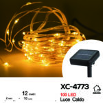 Catena luminosa pannello solare 100 MicroLED LUCE CALDA con 8 giochi luce e funzione timer on-off