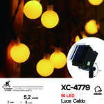 Catena luminosa decorativa pannello solare picchetto 50 sfere LED luce calda con 8 giochi luce e funzione timer on-off