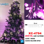 Catena luminosa da 6 metri 200 Micro LED luce rosa con 8 giochi luce per uso interno/esterno