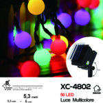 Catena luminosa decorativa pannello solare picchetto 50 sfere LED MULTICOLOR con 8 giochi luce e funzione timer on-off