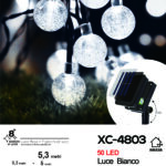 Catena luminosa decorativa pannello solare picchetto 50 perle LED luce BIANCA con 8 giochi luce e funzione timer on-off
