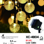 Catena luminosa decorativa pannello solare picchetto 50 sfere LED luce CALDA con 8 giochi luce e funzione timer on-off