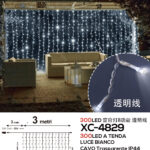 Tenda luminosa da 3 metri con 300 LED REFLEX luce fredda 8 giochi luce alimentazione a corrente per uso interno/esterno