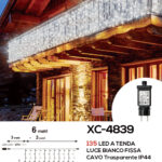 Tenda luminosa da 3 metri con 135 LED REFLEX luce fredda 8 giochi luce alimentazione a corrente per uso interno/esterno