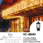 Tenda luminosa da 3 metri con 135 LED REFLEX luce calda fissa 8 giochi luce alimentazione a corrente per uso interno/esterno