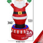 Gonfiabile rotante a 360° Natalizio a forma di Babbo Natale con luci altezza 2,4 metri IP44 adatto per uso esterno