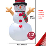 Gonfiabile Natalizio a forma Pupazzo di neve cappello e sciarpa con luci altezza 1,2 metri IP44 adatto per uso esterno