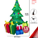 Gonfiabile Natalizio a forma Albero di Natale con luci altezza 1,5 metri IP44 adatto per uso esterno