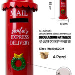 Cassetta postale rossa decorativa Natalizia in metallo dimensioni 19x19x52cm