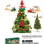 Puntale rotante Babbo natale e renne per albero di Natale con luci e musica