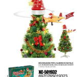 Puntale rotante Babbo natale con aeroplano per albero di Natale con luci e musica